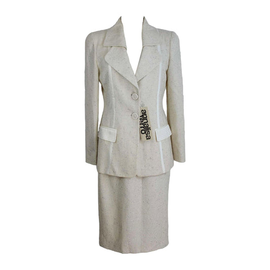 Annalisa Ferro White Vintage Skirt Suit
