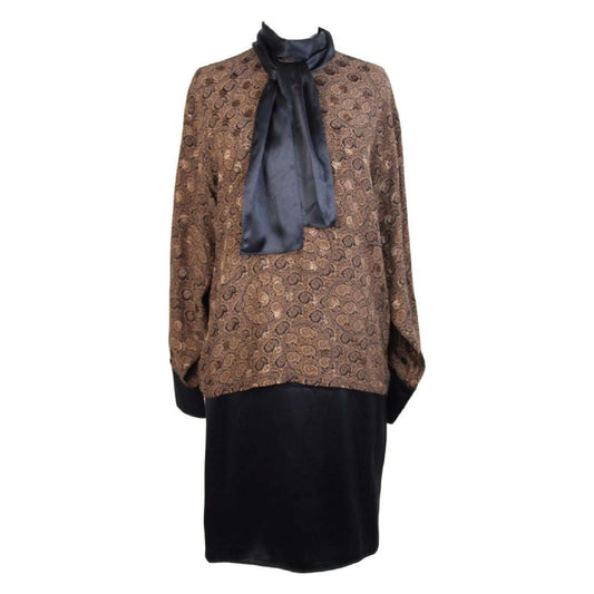 Genny Vintage Brown Silk Skirt Suit
