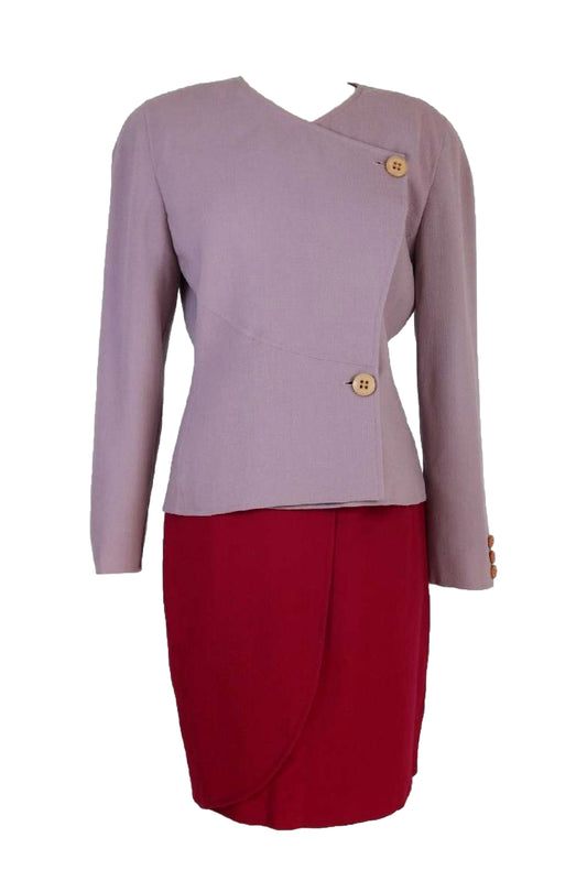 Mila Schon Vintage Purple Wool Tulip Skirt Suit